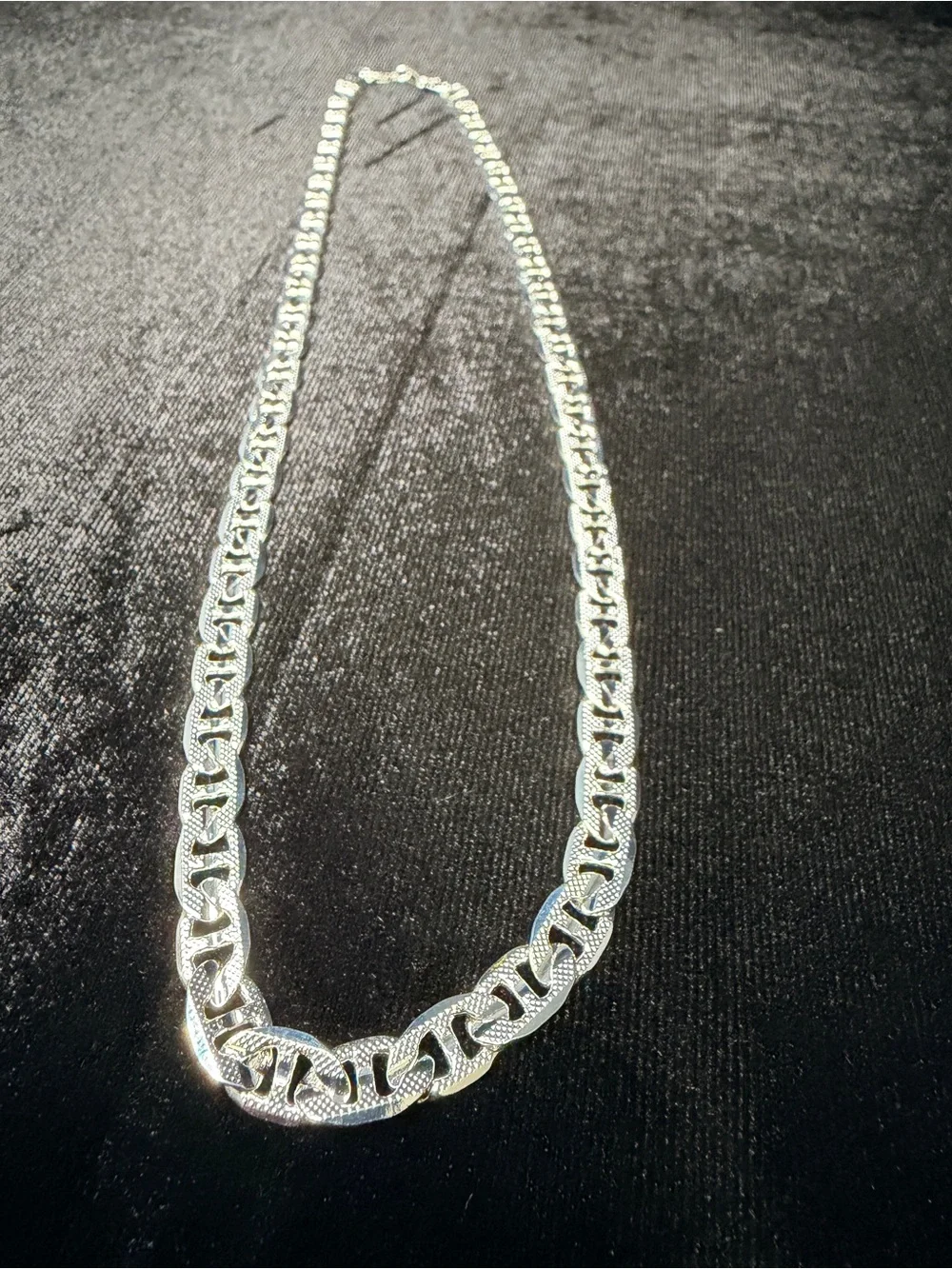 925 Stamped Silver Diamond Cut Mariner Necklace 20in 7MM 27.5g BRAND NEW.